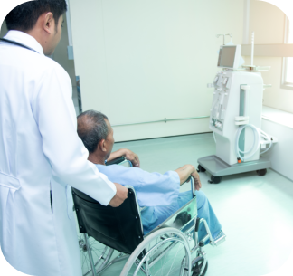 doctor assisting patient in a wheelchair